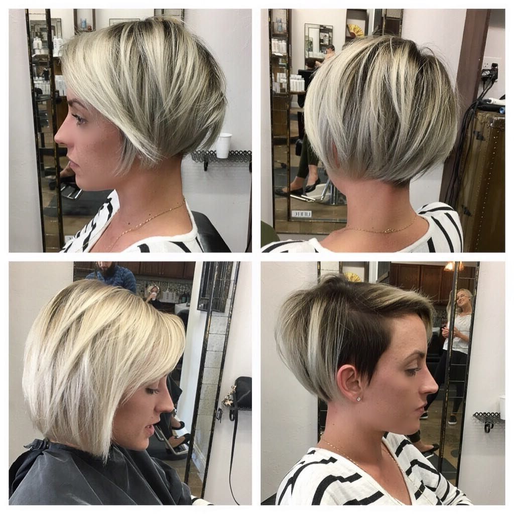 2018 Undercut Blonde Pixie Hairstyles With Dark Roots Intended For Women's Sleek Undercut Pixie Bob With Blonde Balayage (View 13 of 20)