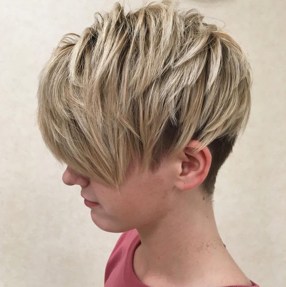 47 Popular Short Choppy Hairstyles For 2018 Regarding Well Known Undercut Blonde Pixie Hairstyles With Dark Roots (View 8 of 20)