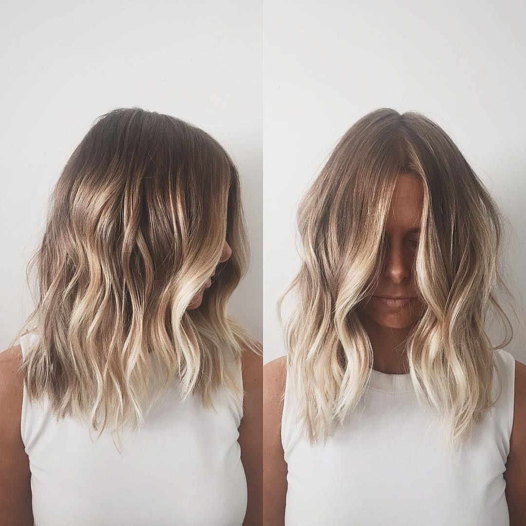 60 Balayage Hair Color Ideas With Blonde, Brown, Caramel And Red For Most Popular Caramel Blonde Lob With Bangs (View 8 of 20)