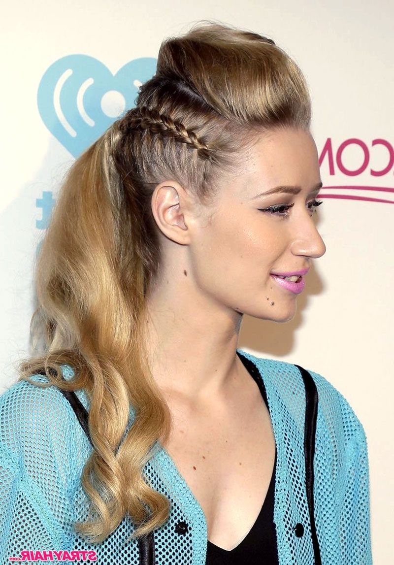 8 Fun Iggy Azalea Hairstyles You Should Try – Strayhair Regarding Fashionable Side Braided Ponytail Hairstyles (View 15 of 20)