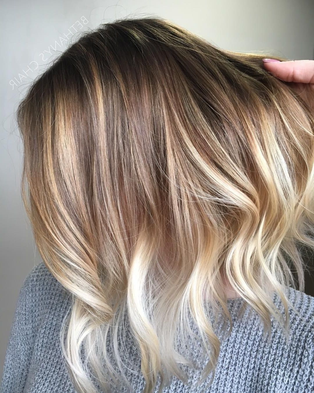 Balayage Lob Pertaining To Well Known Ombre Ed Blonde Lob Hairstyles (View 12 of 20)