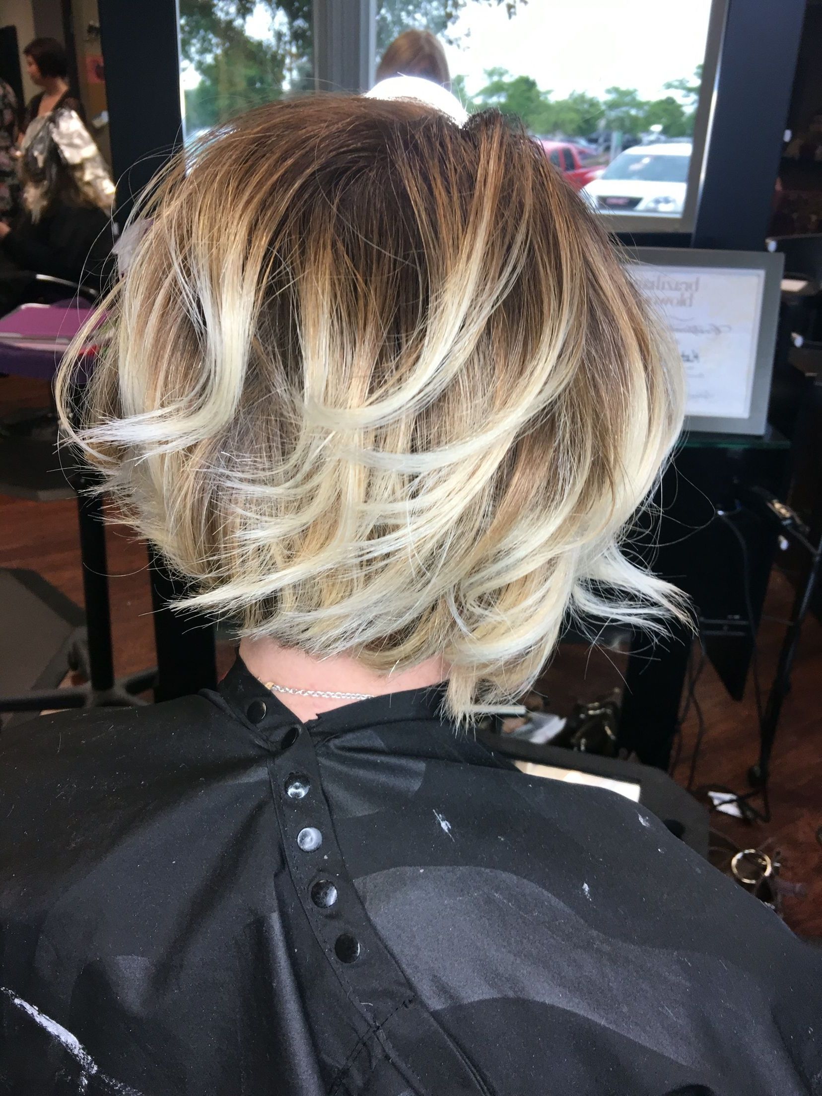 Balayage Short Bob. Textured Waves. Beige And Pearl Blonde (View 5 of 20)