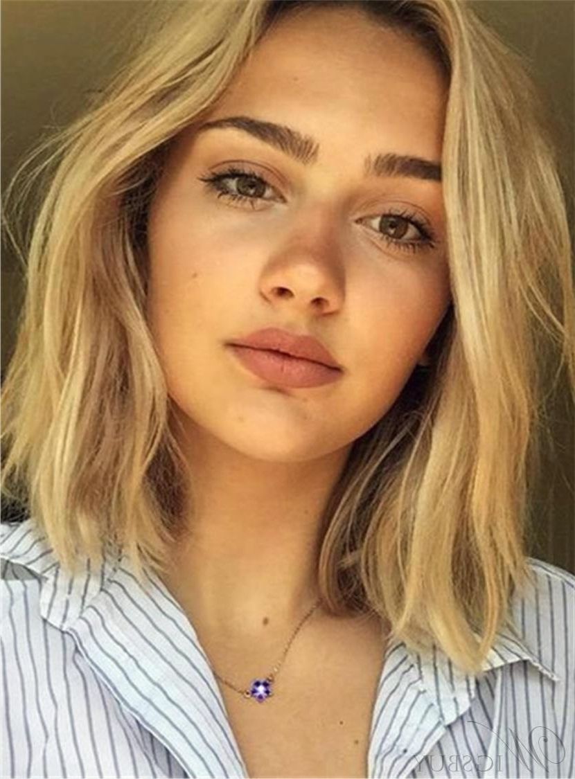 Best And Newest Blonde Lob Hairstyles With Middle Parting Inside Loose Center Part Lob Messy Wave Blonde Synthetic Hair Lace Front (View 9 of 20)