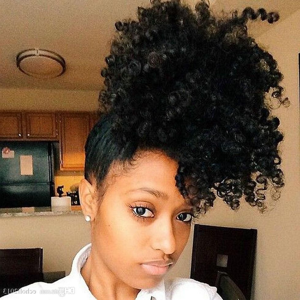 Best And Newest Jet Black Pony Hairstyles With Volume With Regard To Kinky Curly Drawstring Ponytail Afro Kinky Curly Natural Puff Real (View 5 of 20)