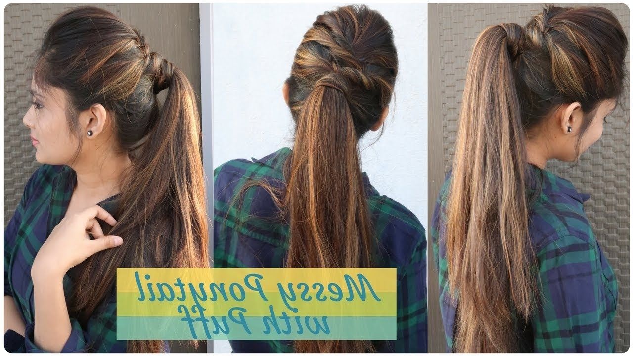 Best And Newest Simple Side Messy Ponytail Hairstyles With Regard To How To: Messy Ponytail With Puff Hairstyle (View 1 of 20)
