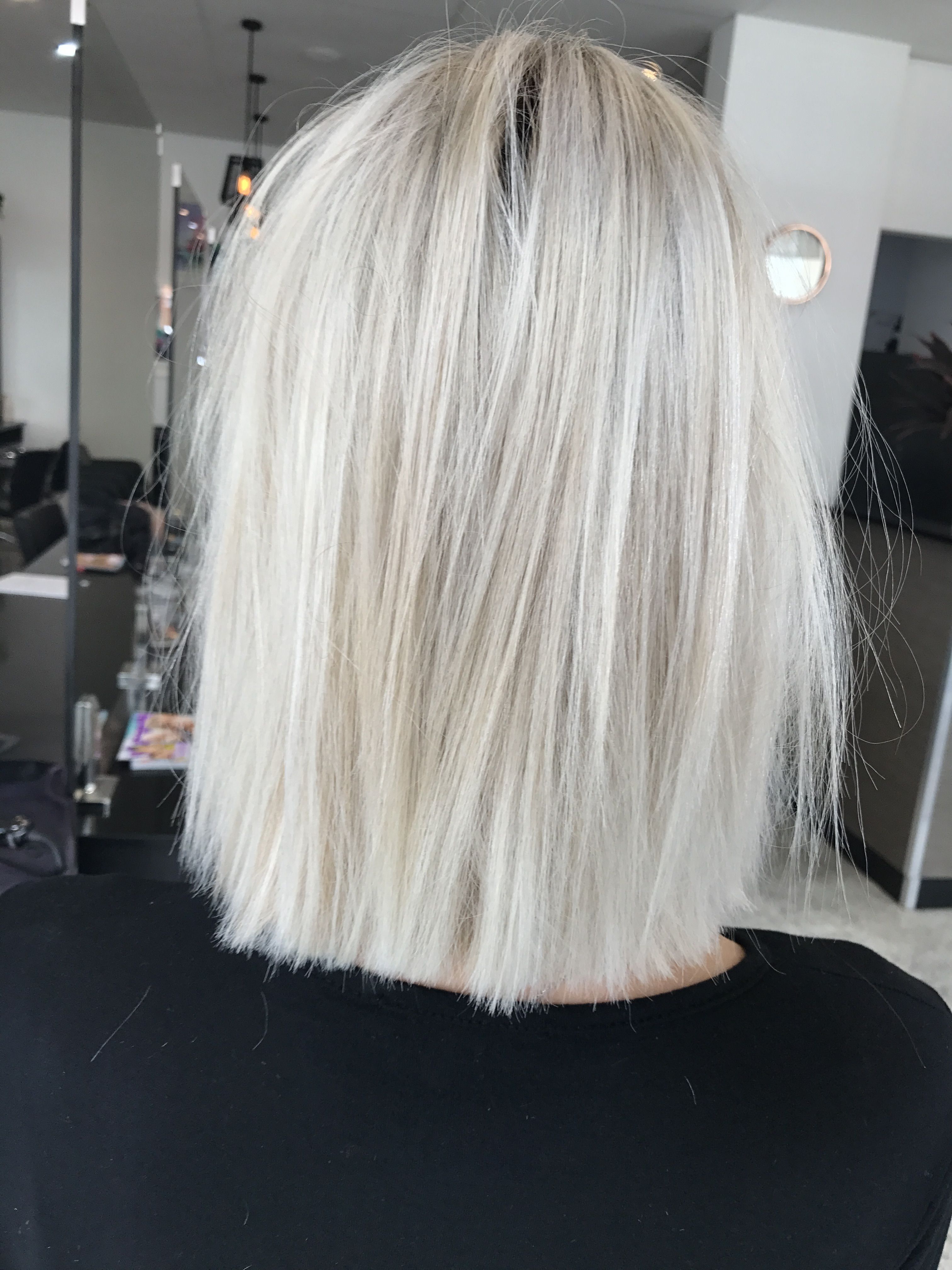 Blonde Hair Short Lob Textured Straight Hair Cut Colour Cool Ash Throughout 2017 Blunt Cut White Gold Lob Blonde Hairstyles (View 1 of 20)