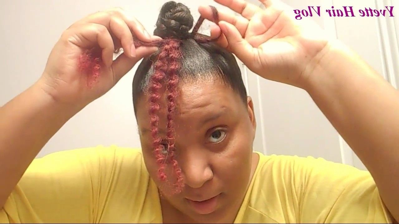 Braidless Crochet Curly Puff Ponytail – Youtube Throughout Well Known Pony Hairstyles With Curled Bangs And Cornrows (View 18 of 20)