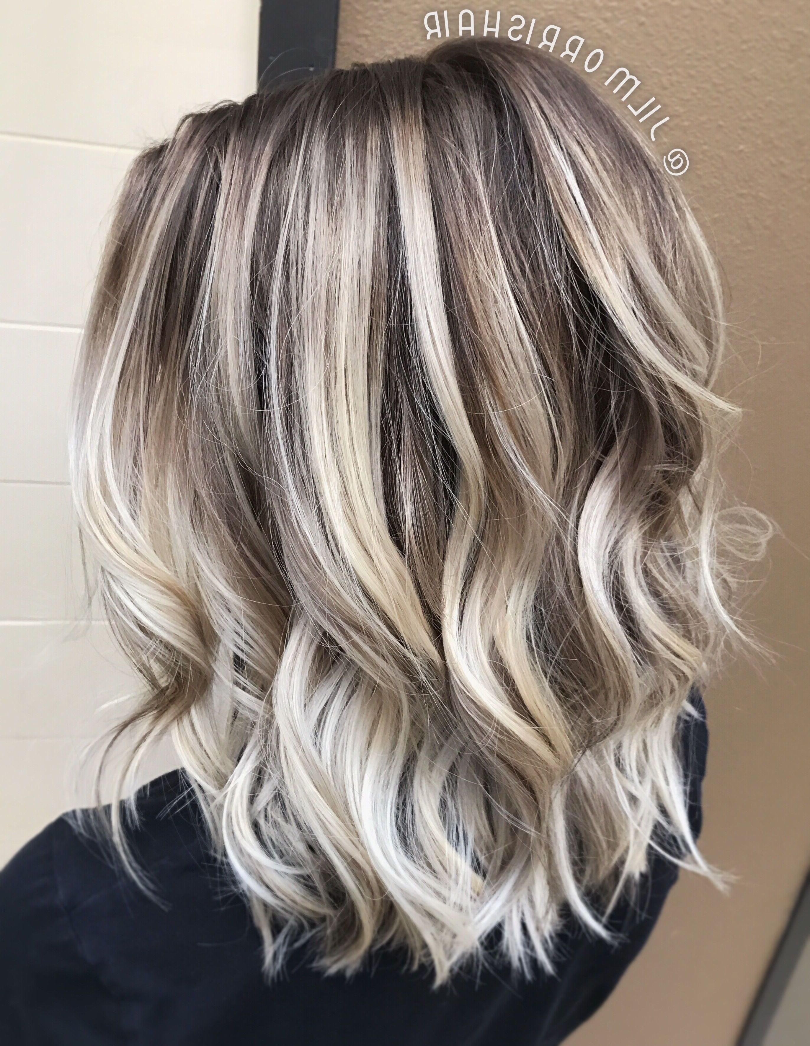 Cool Icy Ashy Blonde Balayage Highlights, Shadow Root, Waves And For Famous Ashy Blonde Pixie Hairstyles With A Messy Touch (View 1 of 20)