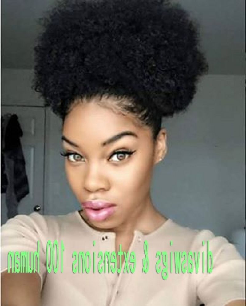 Favorite High Ponytail Hairstyles With Long Golden Coils Intended For Human Afro Puff Ponytail (View 20 of 20)