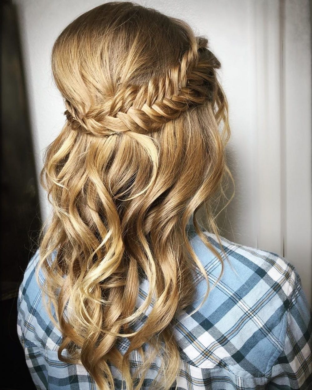 Half Up Half Down Prom Hairstyles – Pictures And How To's Pertaining To Current Braided Along The Way Hairstyles (View 18 of 20)