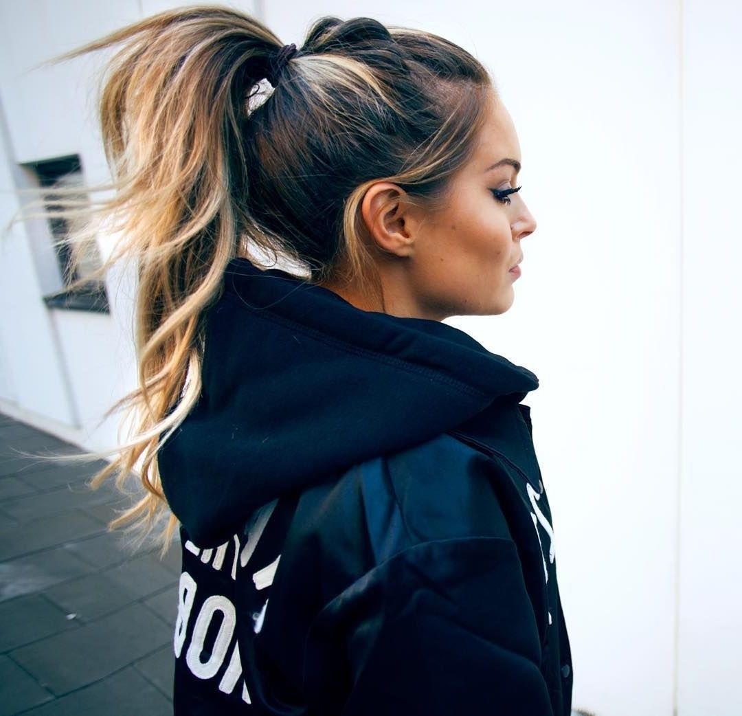 High Ponytail For Long Dark Brown Hair With Honey Blonde Balayage Within Widely Used High And Glossy Brown Blonde Pony Hairstyles (Gallery 1 of 20)
