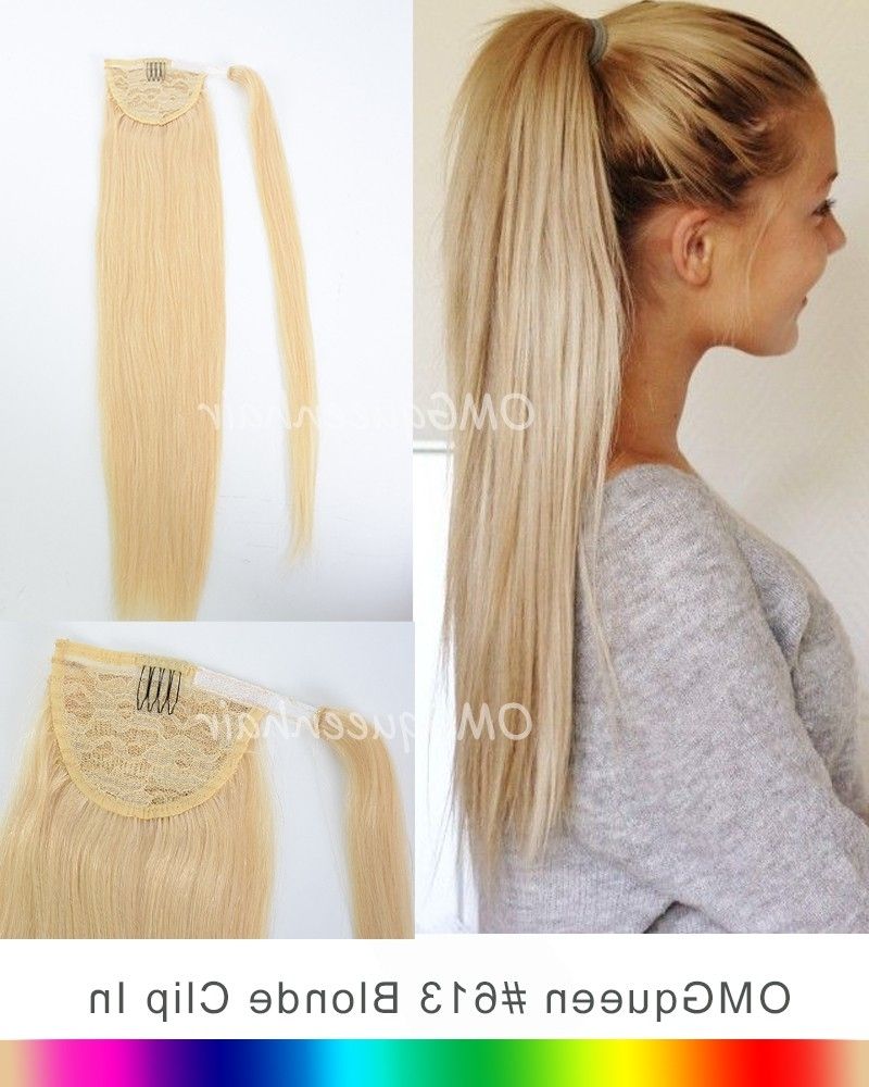 High Quality #613 White Blonde Ponytail Hair Extensions Diy Dye In Fashionable High And Glossy Brown Blonde Pony Hairstyles (View 10 of 20)