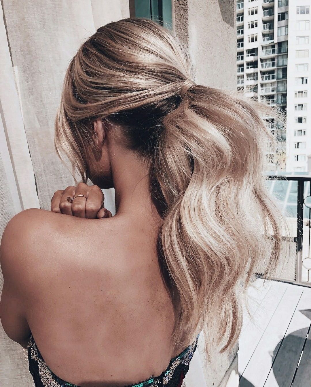 Long Hair, Ponytail, Hairstyle, Loose Curls, Ponytail With Curls With Widely Used Full And Fluffy Blonde Ponytail Hairstyles (View 5 of 20)