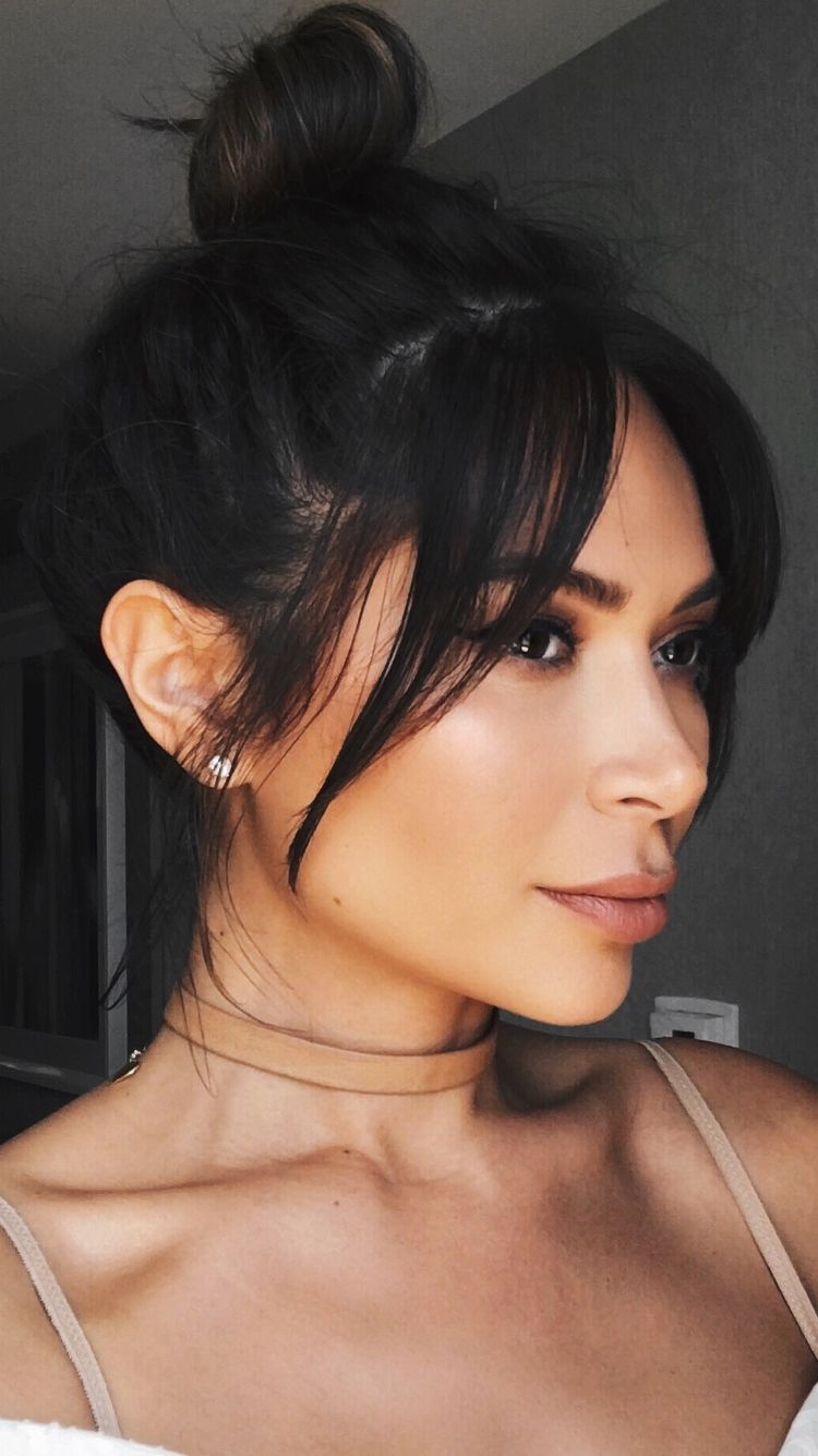 Most Recent Cropped Tousled Waves And Side Bangs Hairstyles Throughout Marianna Hewitt Bangs Hair Cut Messy Bun Fringe Bardot Modern (View 13 of 20)