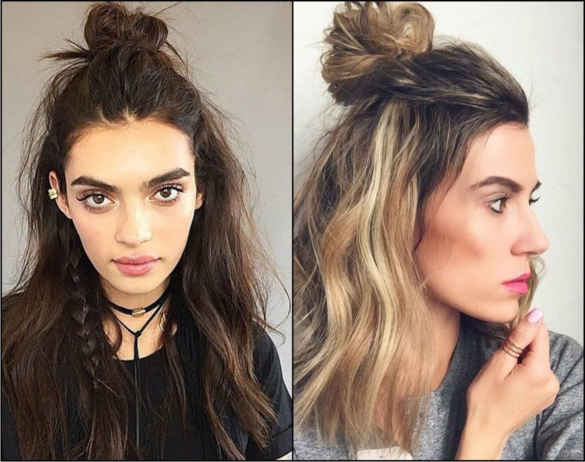 Most Recent Messy Half Ponytail Hairstyles Inside Half Up Half Down Top Knots Best For Summer Time (Gallery 8 of 20)