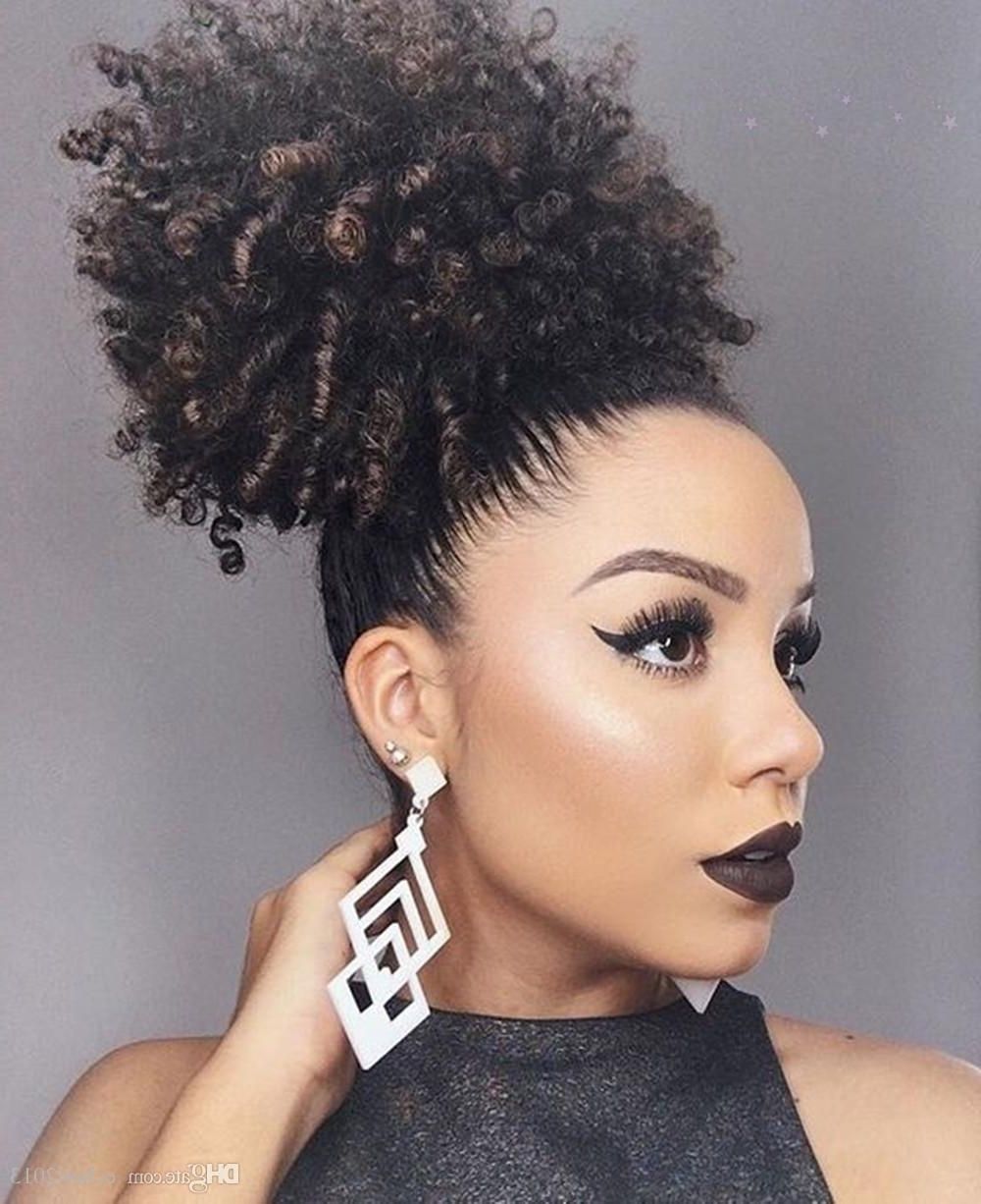 Most Recently Released High Curly Black Ponytail Hairstyles For Short High Afro Ponytail Clip In Afro Kinky Curly Hair Drawstring (View 2 of 20)