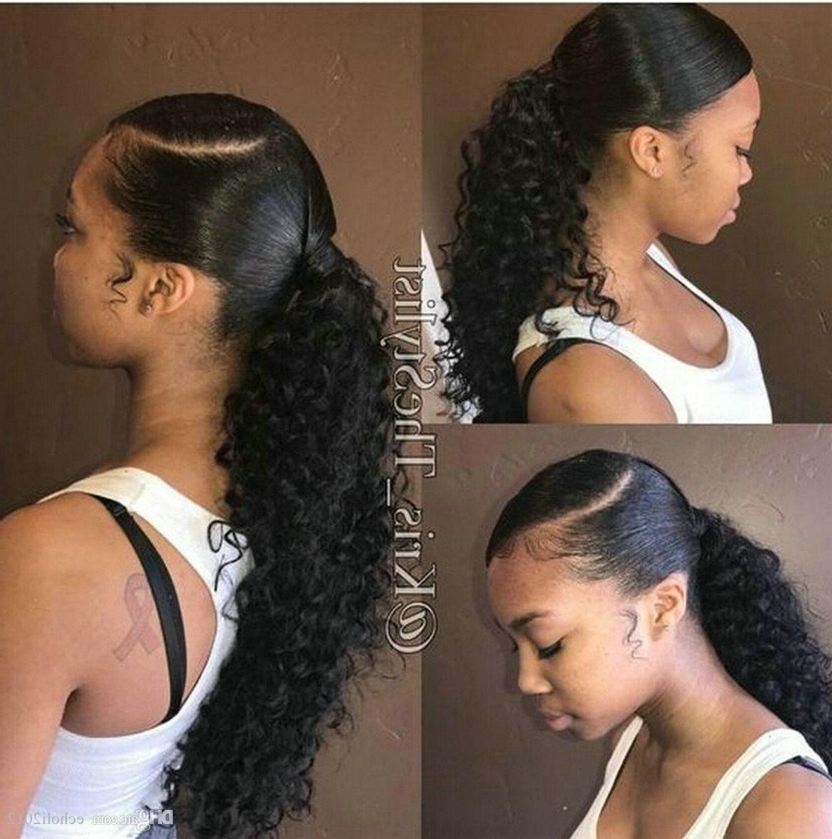 Natural Jet Black Deep Curly Ponytail Brazilian Virgin Hair Within Most Recently Released Jet Black Pony Hairstyles With Volume (Gallery 2 of 20)