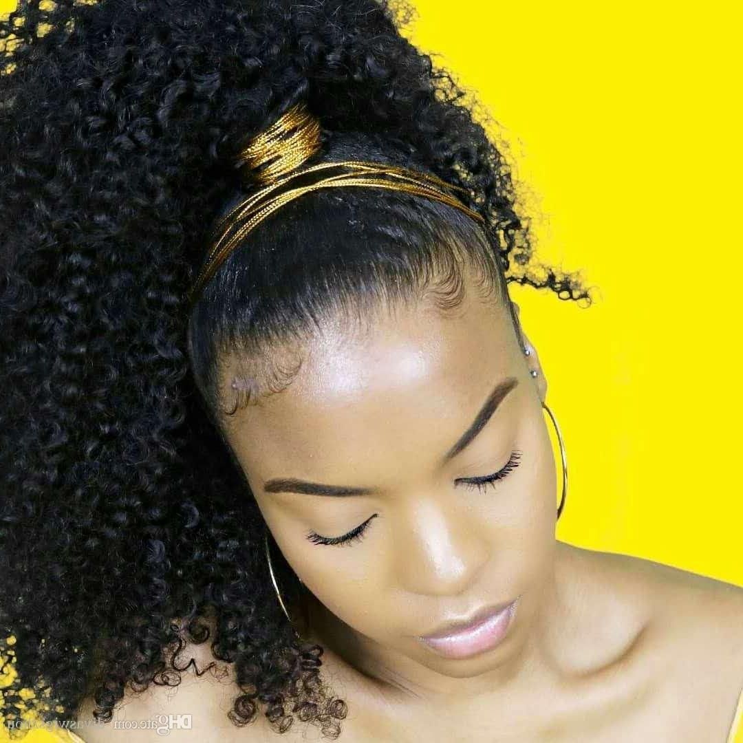 Newest Jet Black Pony Hairstyles With Volume Throughout Hot Selling 140g African American Jet Black Afro Puff 3c Kinky Curly (Gallery 9 of 20)