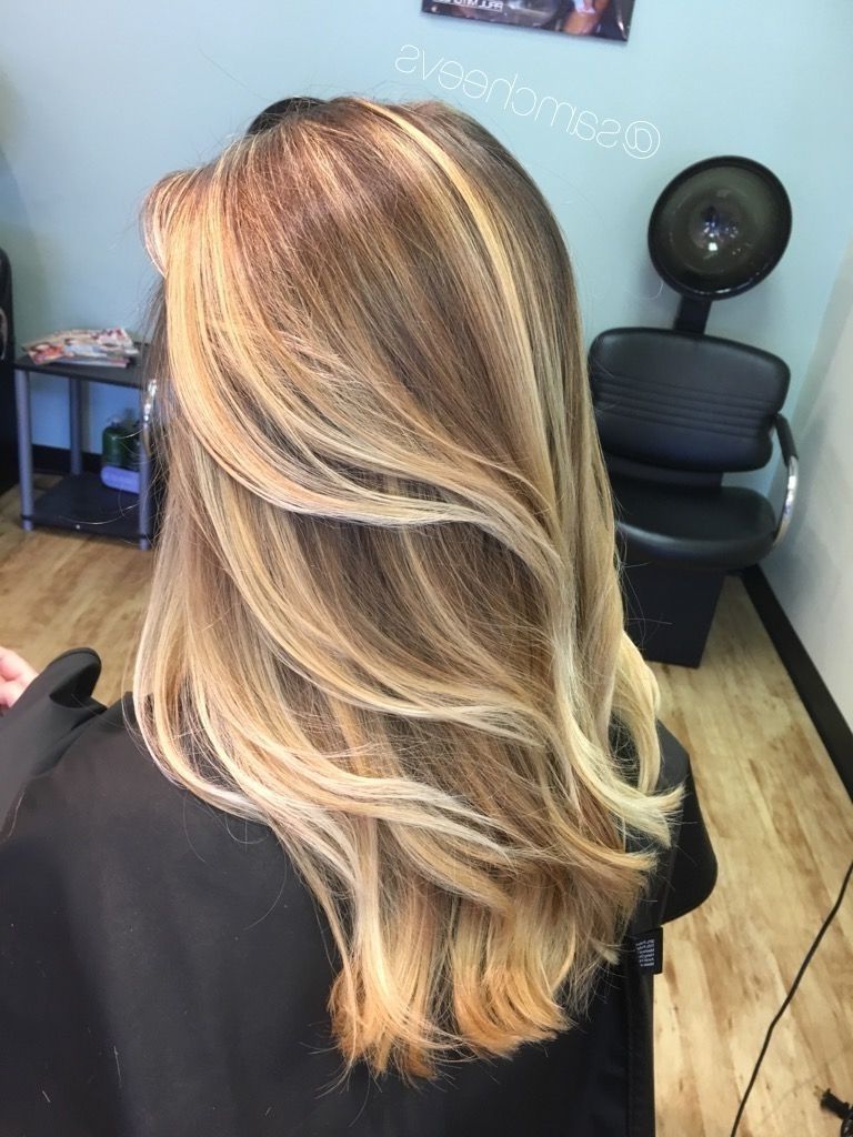 Platinum Honey Warm White Blonde Highlights Balayage For Long Dirty Pertaining To Preferred White And Dirty Blonde Combo Hairstyles (View 10 of 20)