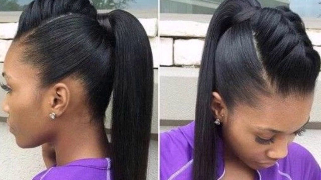 Ponytail Hairstyles On Relaxed Hair With Weave – Youtube With Popular High Black Pony Hairstyles For Relaxed Hair (View 2 of 20)