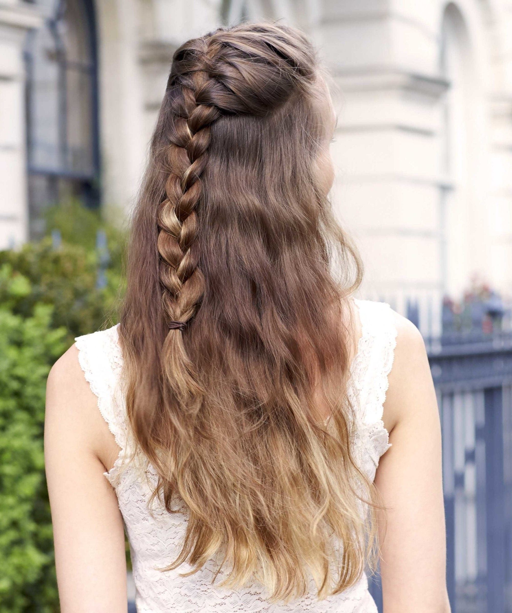 Popular Braided Millennial Pink Pony Hairstyles Within Half Braided Hairstyles: 44 Pretty, Super Flattering Looks (View 10 of 20)