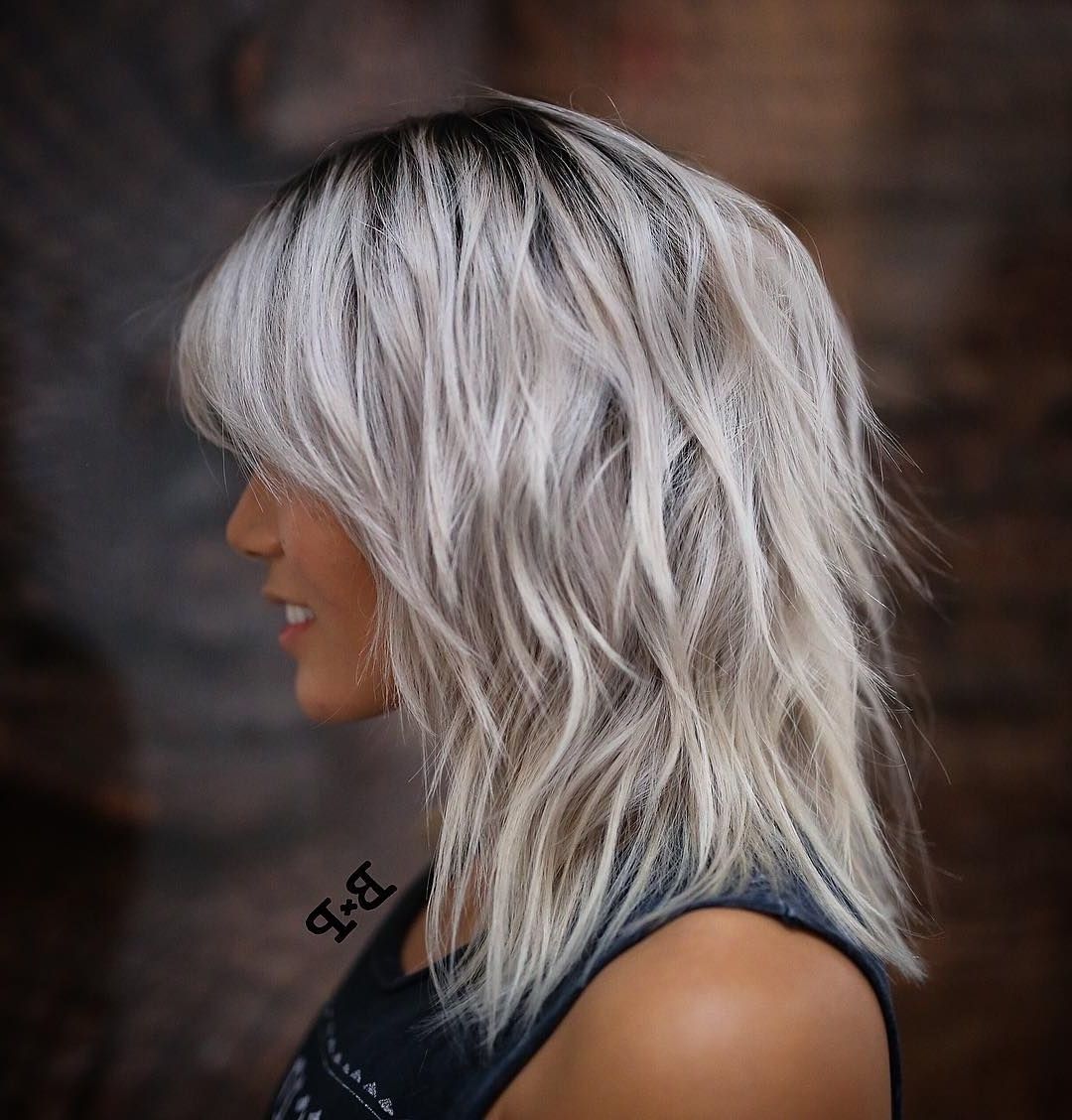 Shoulder Length Wavy/messy Gray/ice Blonde Hair With Layers (View 12 of 20)