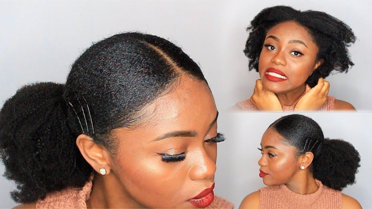 Sleek Low Ponytail On 4c Hair W/ Extensions – Youtube (View 13 of 20)