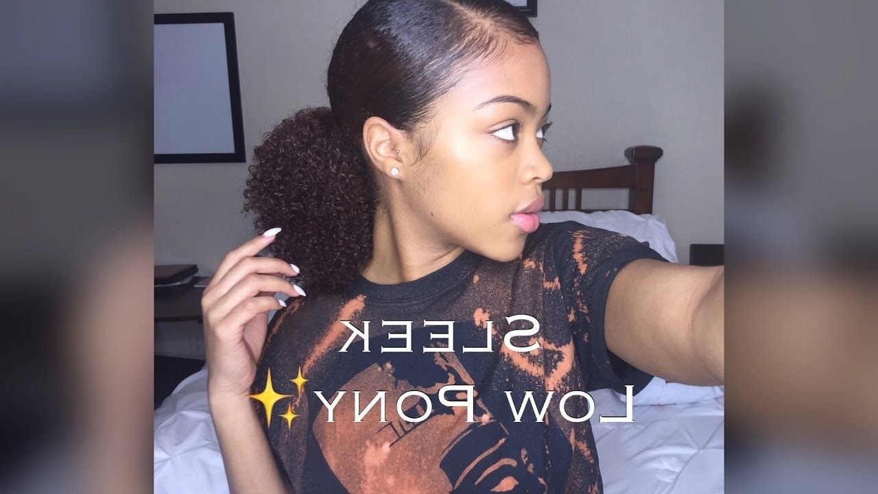 Sleek Low Ponytail On Thick, Curly Natural Hair – Youtube With Famous Tight And Sleek Ponytail Hairstyles (View 6 of 20)