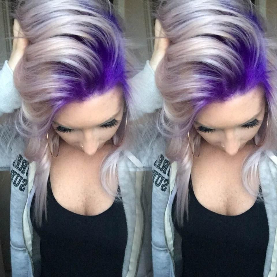 Stylist Selfie! Formula For This Gorg Purple To Platinum Melt Inside Preferred Voluminous Platinum And Purple Curls Blonde Hairstyles (View 7 of 20)