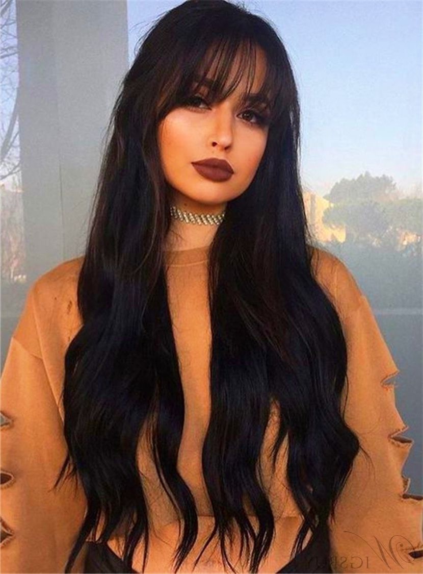Waist Length Hair Dark Brown Straight Long Smooth Carefree Natural With Most Current Waist Length Ponytail Hairstyles With Bangs (View 2 of 20)