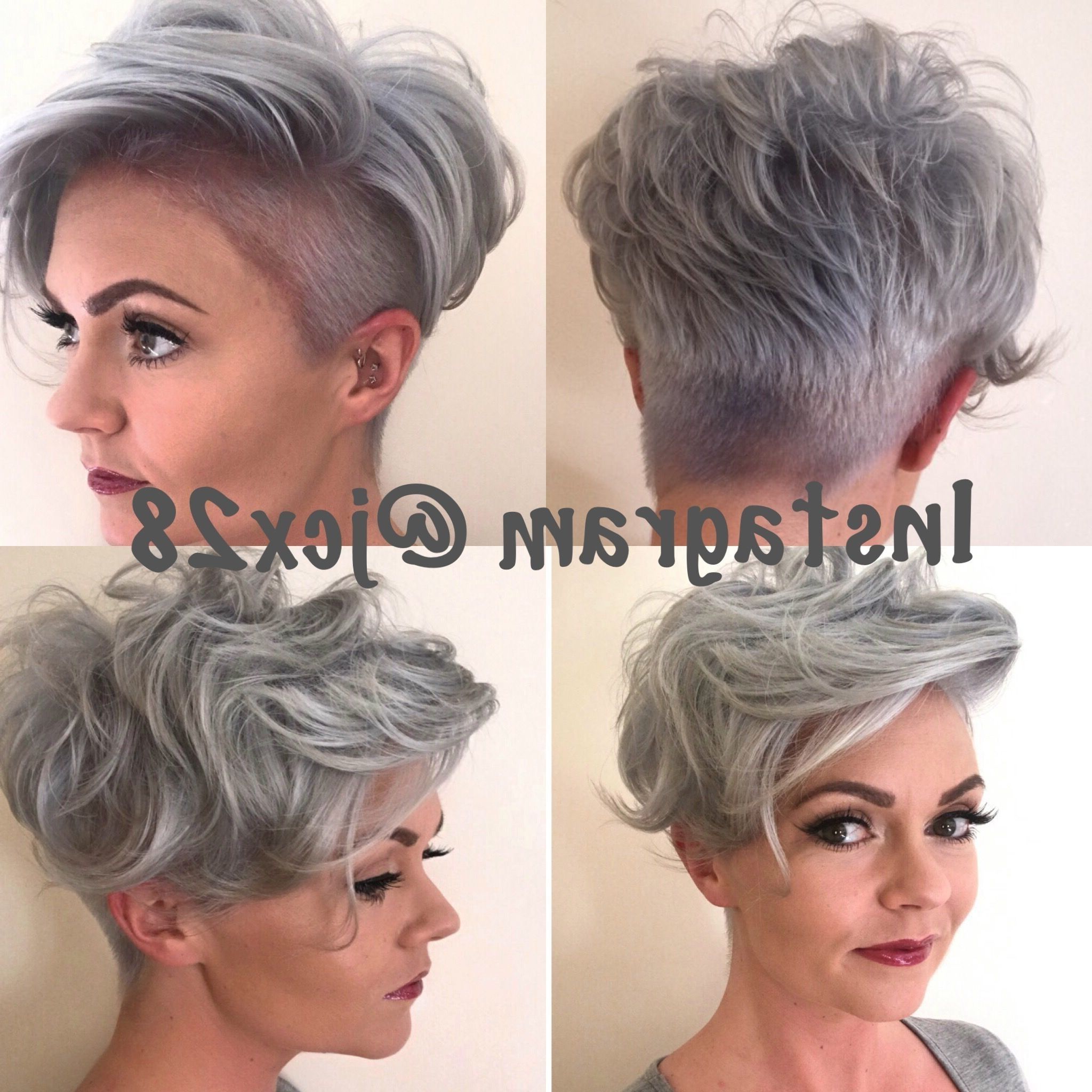 Well Known Sassy Silver Pixie Blonde Hairstyles Within Silver Pixie Cut Undercut, Shaved Sides, Grey Hair, Short, Wavy (View 1 of 20)