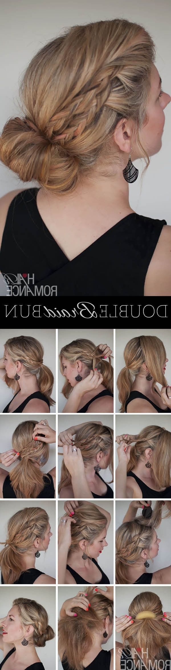 Widely Used Double Braided Wrap Around Ponytail Hairstyles Throughout Double Braid Bun Hairstyle Tutorial – Hair Romance (View 14 of 20)
