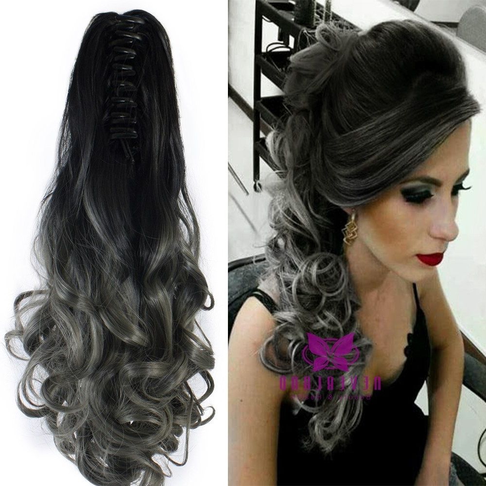 Women Fashion 20" Synthetic Claw On Ponytail Hair Extensions Wavy With Regard To Widely Used Ombre Curly Ponytail Hairstyles (View 9 of 20)