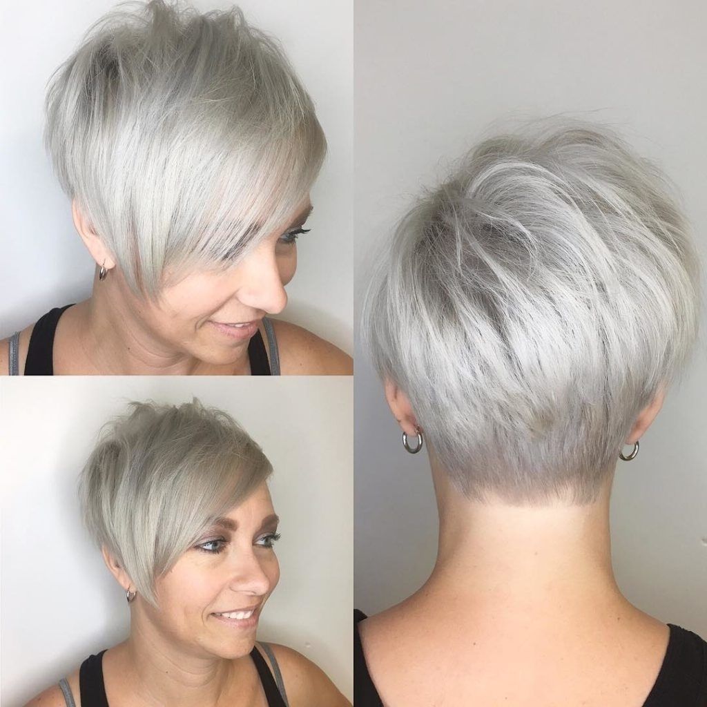 Women's Polished Platinum Asymmetrical Textured Pixie With Side For 2018 Platinum Asymmetrical Blonde Hairstyles (View 3 of 20)