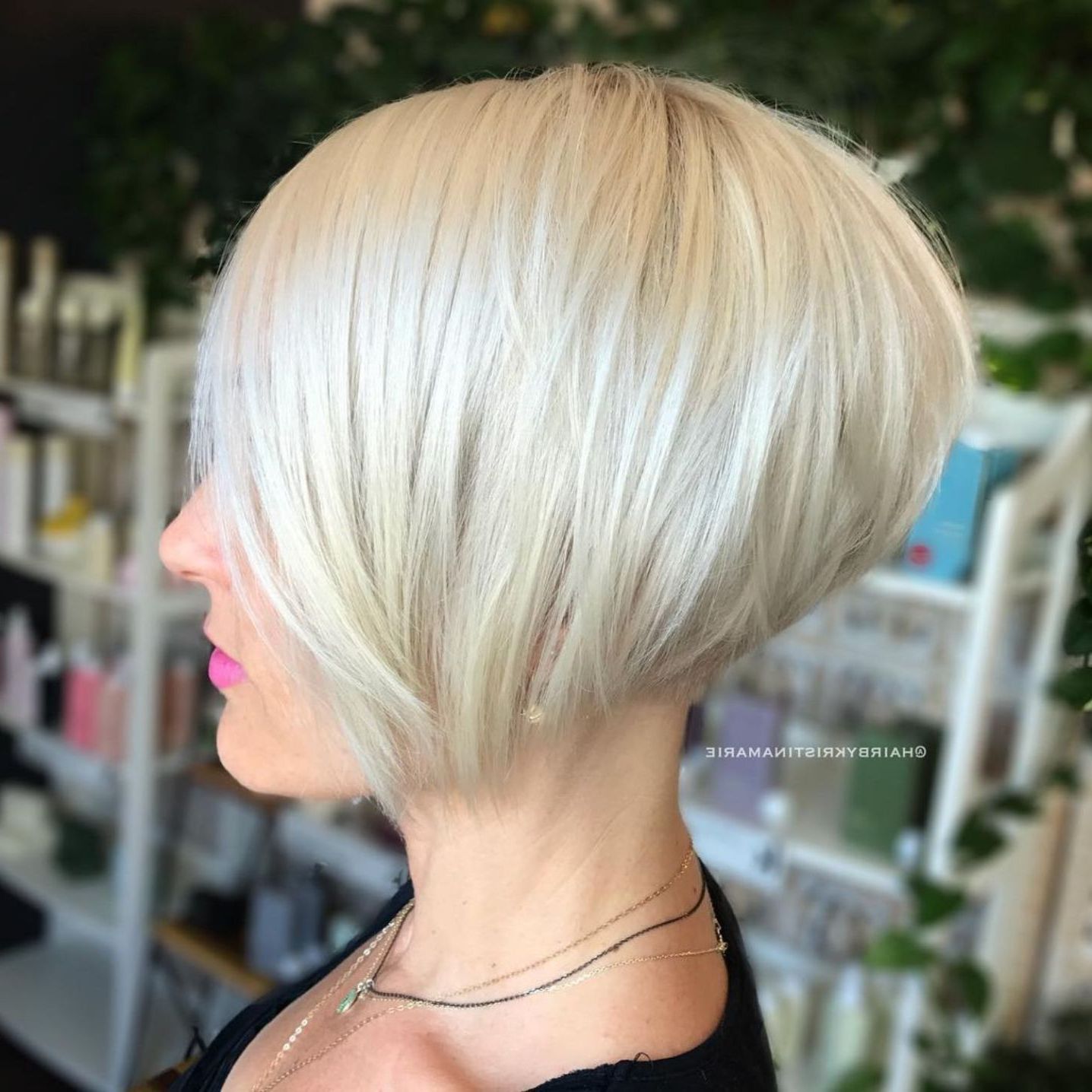 100 Mind Blowing Short Hairstyles For Fine Hair | Gray Hair With Stacked Sleek White Blonde Bob Haircuts (View 1 of 20)