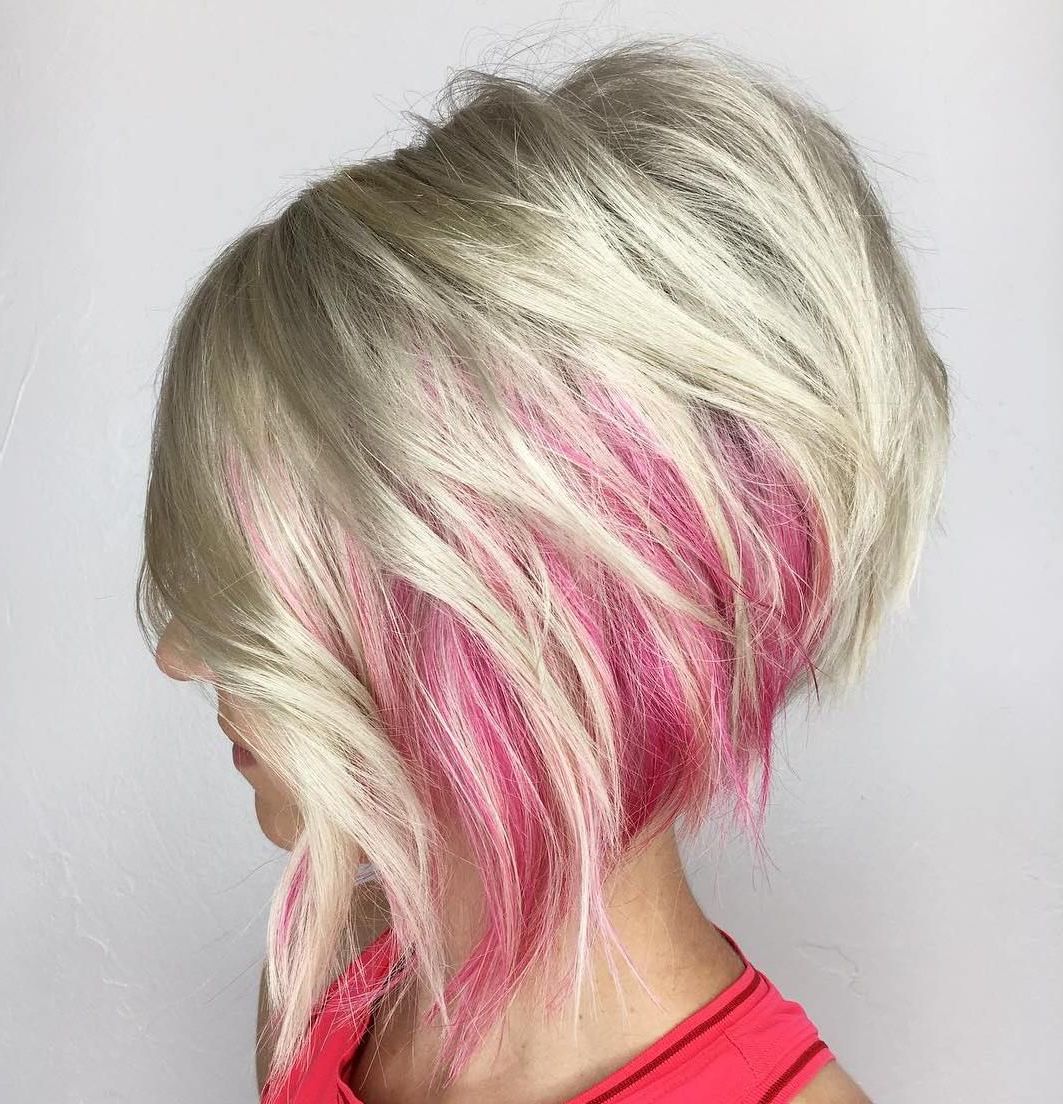 100 Mind Blowing Short Hairstyles For Fine Hair In 2018 | Hair Regarding Extreme Angled Bob Haircuts With Pink Peek A Boos (View 1 of 20)