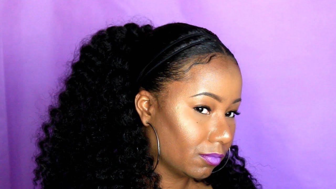2018 Black Curly Ponytails With Headband Braid With Regard To Sleek Crochet Braid Ponytail – Curly Faux Ponytail – Youtube (View 12 of 20)