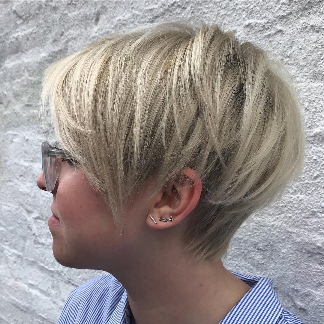 60 Gorgeous Long Pixie Hairstyles Within Sleek Blonde Bob Haircuts With Backcombed Crown (View 11 of 20)