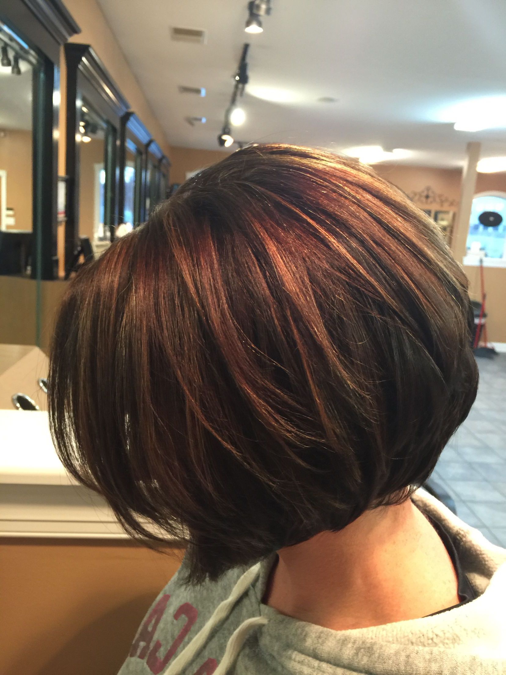 Inverted Bob.. Chocolate Brown With Caramel Highlights. (View 18 of 20)