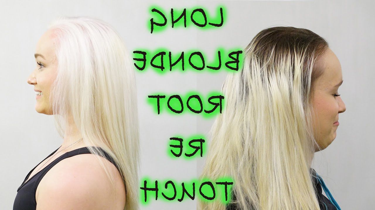 Long Blonde Root Retouch With Olaplex – Youtube For Long Blonde Pixie Haircuts With Root Fade (Gallery 20 of 20)