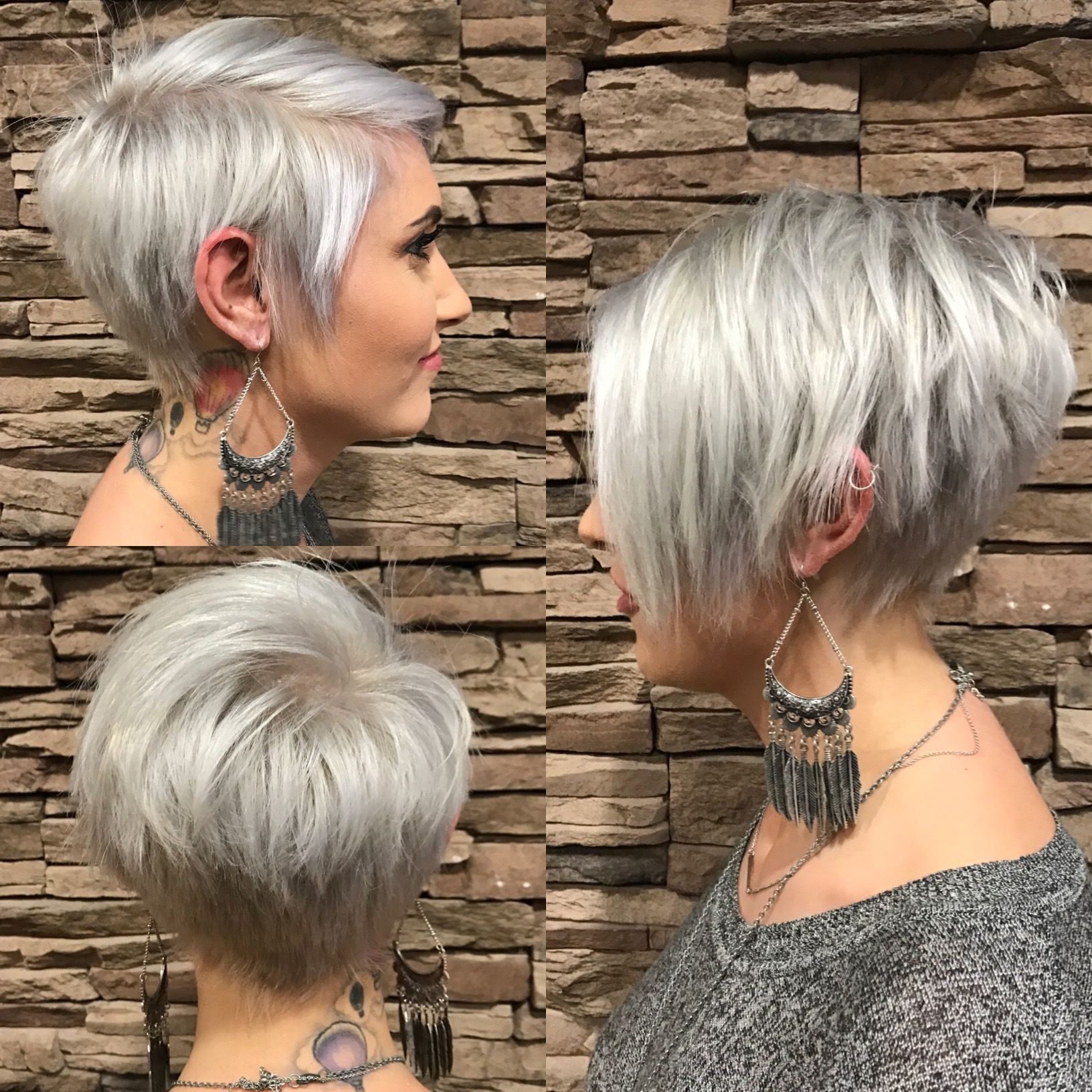Long Pixie With Bangs, Silver | Hair Cut And Style Ideas In 2018 For Side Parted White Blonde Pixie Bob Haircuts (View 5 of 20)