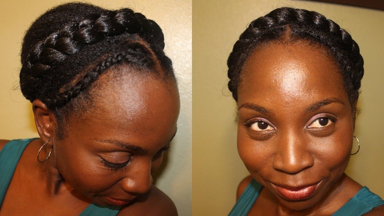 Most Popular Black Curly Ponytails With Headband Braid For Easy Protective Style On Natural Hair: Crown Braid Headband (View 10 of 20)