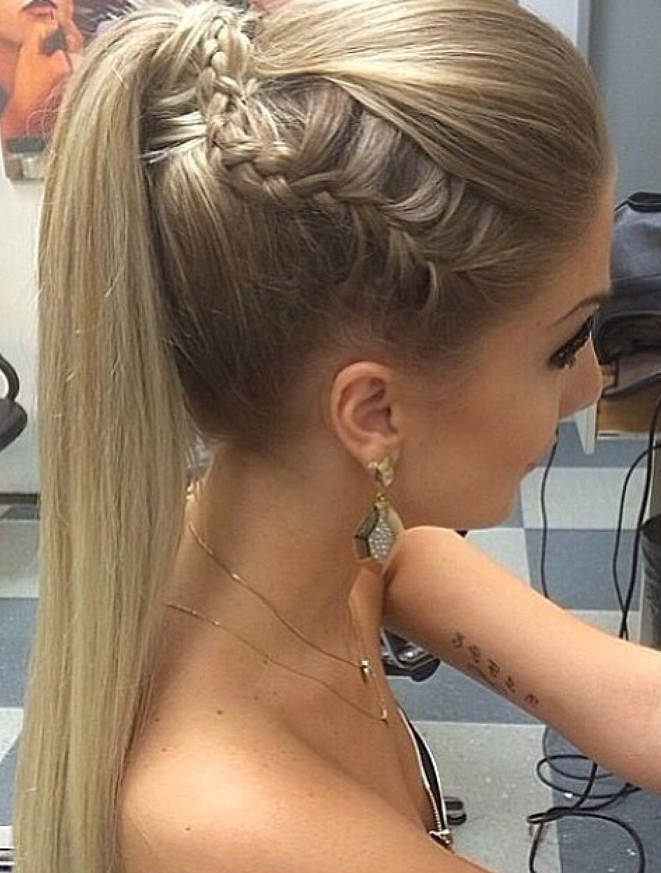 Most Up To Date Straight Triple Threat Ponytail Hairstyles For Amazing Side Braid Picked Up Into A Well Fitted Ponytail (View 7 of 20)