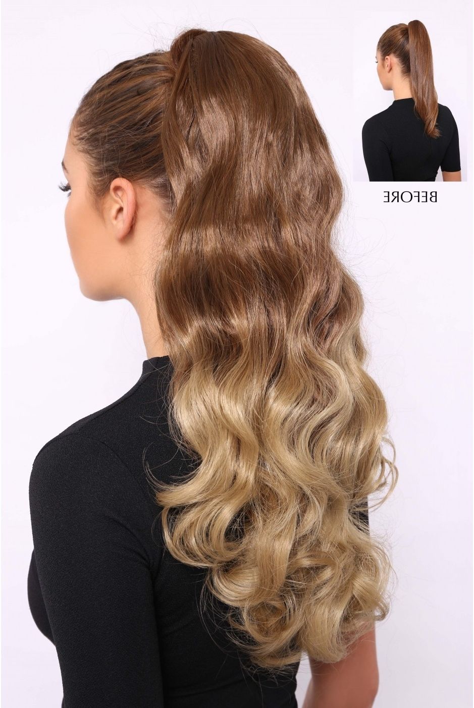 Ombre Wavy Luxe 20" Curly Ponytail – Lullabellz Within Fashionable Wavy Ponytails With Flower (View 6 of 20)