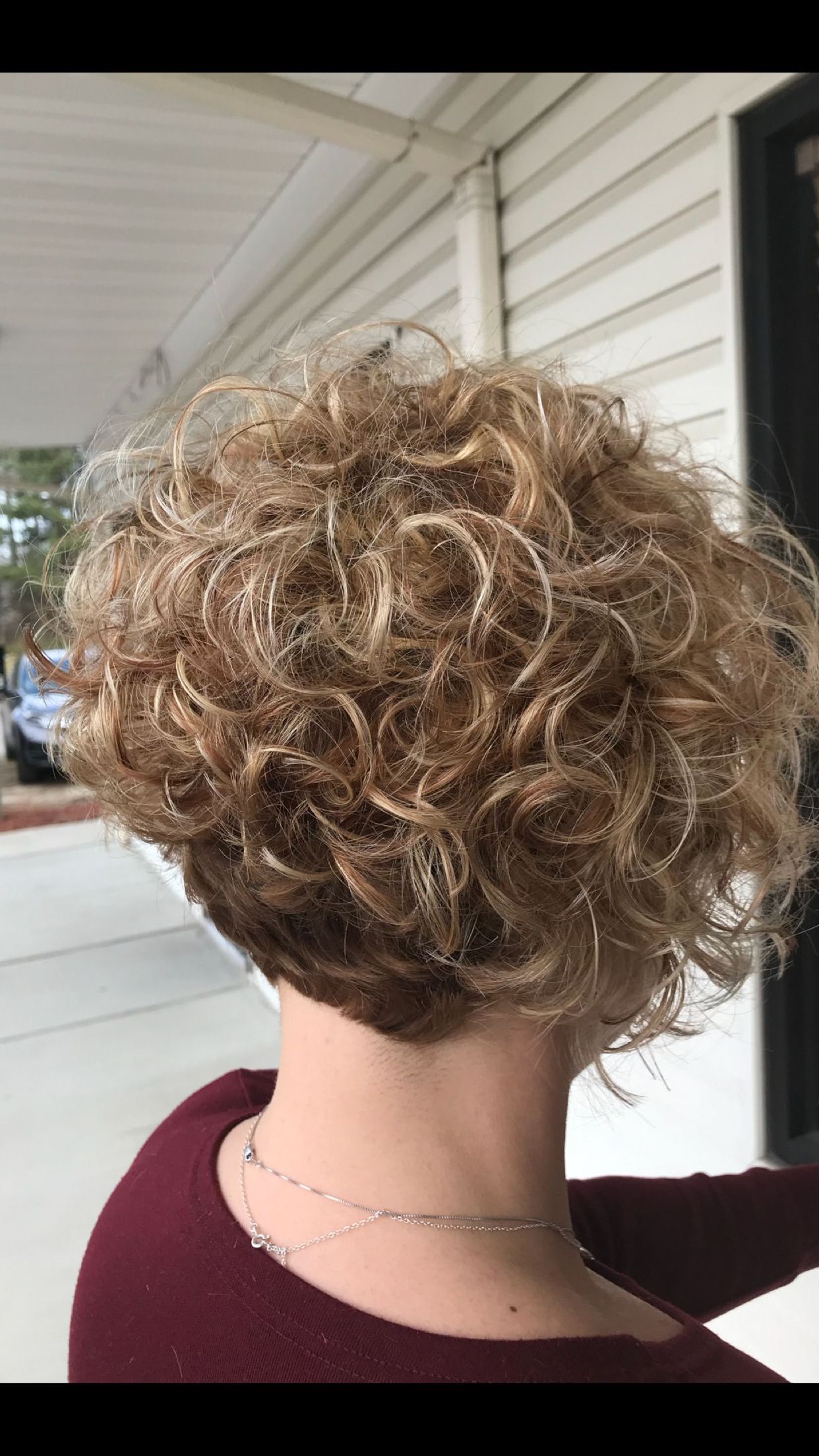 Short Curly Angled Bob With Root Shadow And Blonde Balayage | Hair With Regard To Curly Angled Bob Hairstyles (View 15 of 20)