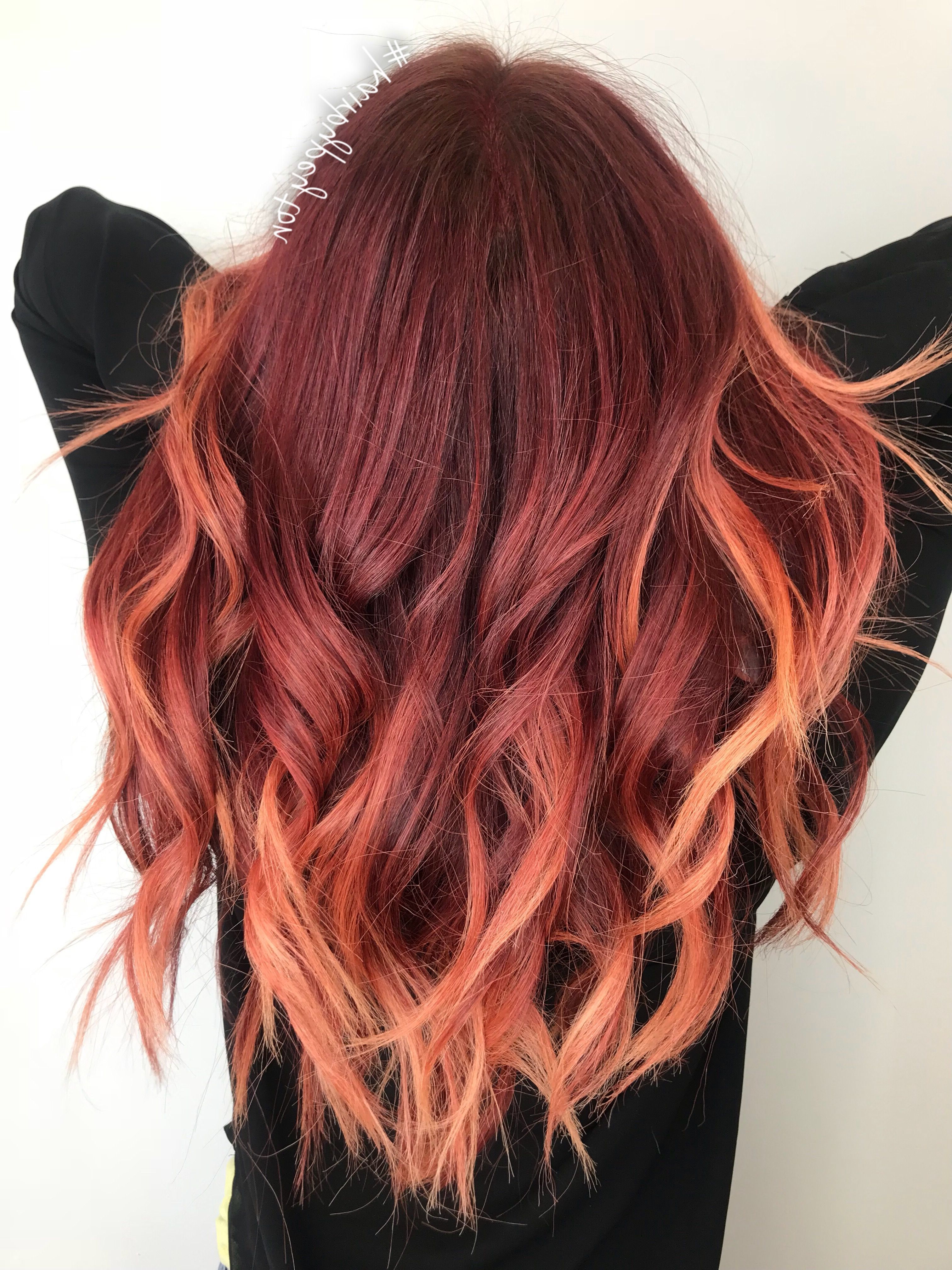 Sunburst Red To Copper Hair Balayage | Hairme In 2018 Intended For Burgundy And Tangerine Piecey Bob Hairstyles (View 18 of 20)