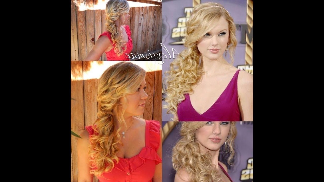 Taylor Swift❤ Curly Side Swept Ponytail – Youtube With Recent Twisted Front Curly Side Ponytail Hairstyles (View 6 of 20)