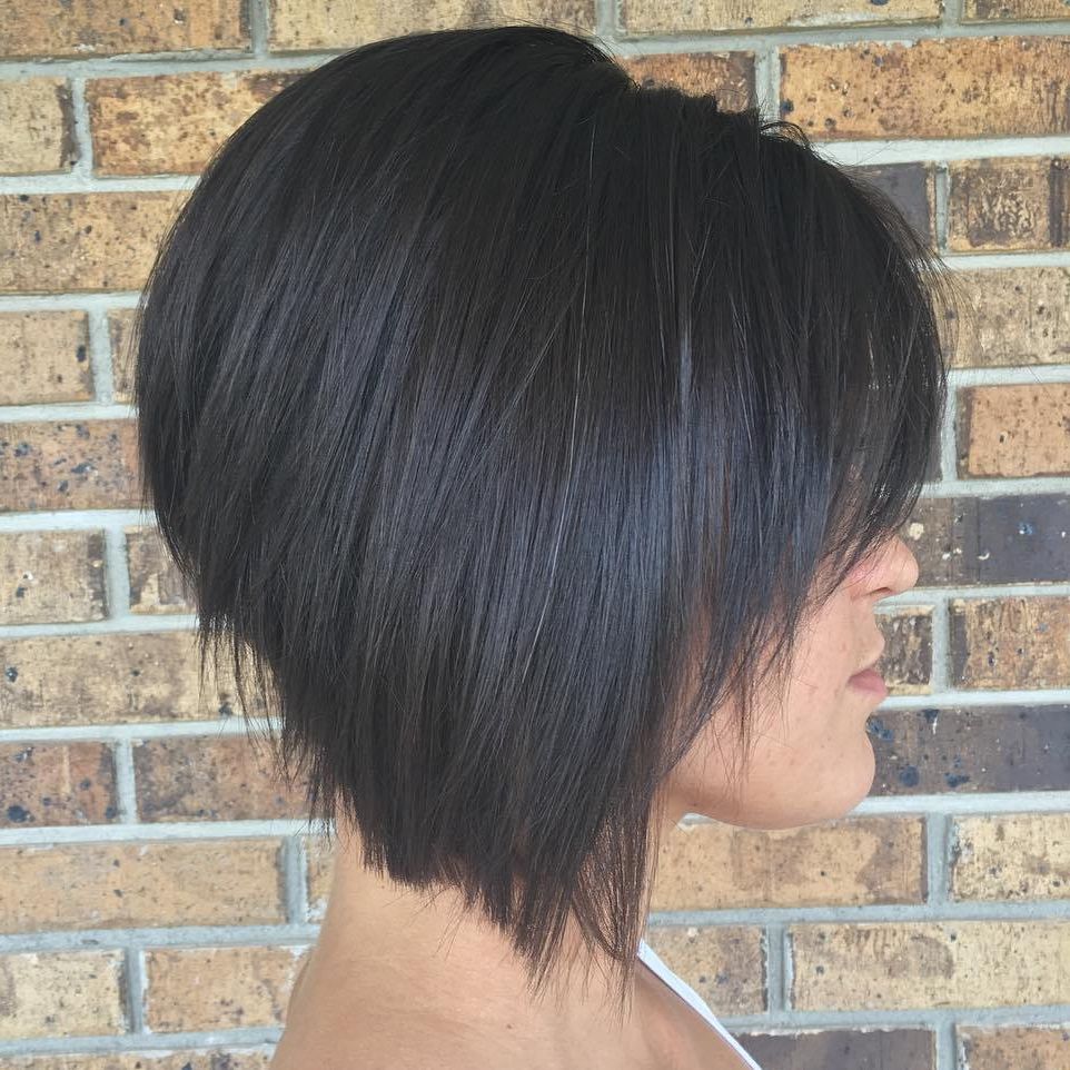 The Full Stack: 50 Hottest Stacked Bob Haircuts Regarding Inverted Brunette Bob Hairstyles With Feathered Highlights (View 4 of 20)