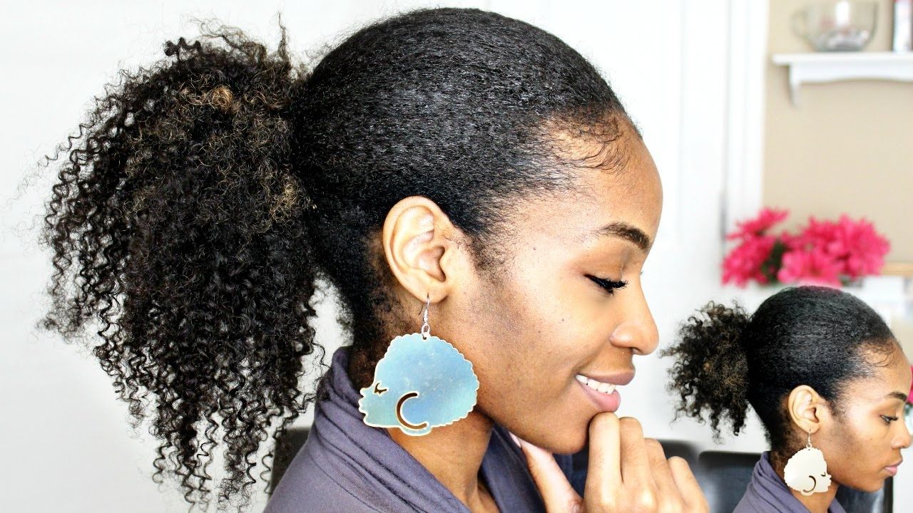 Trendy Black Curly Ponytails With Headband Braid With Regard To Ponytail With Clip In Extensions On Natural Hair – Youtube (View 16 of 20)