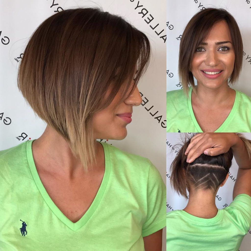 Women's Asymmetric Inverted Bob With Side Swept Bangs And Undercut With Regard To Short Tapered Bob Hairstyles With Long Bangs (View 20 of 20)